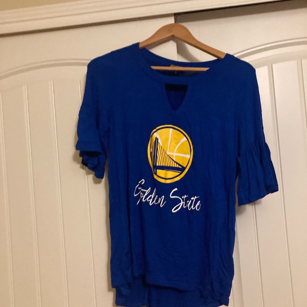 Golden State Warriors T Shirt Gameday Couture Short Sleeve Blue Small Keyhole